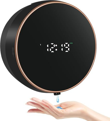 Automatic Soap Dispenser Wall Mounting with Sensor No Touch Automatic Electric Plastic Soap Dispenser for Bathroom, Kitchen, Office Black