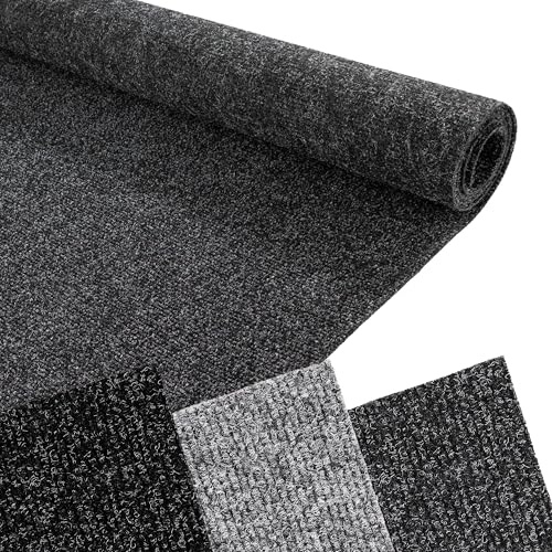 Primaflor Nadelfilz Rips 700 | 100x500 cm | Anthrazit | Rollenware | Rips-Optik aus 100 % Polypropylen, Bfl-s1, Nutzungsklasse 32, 5 mm hoch, für Messe, Büro und Objekt