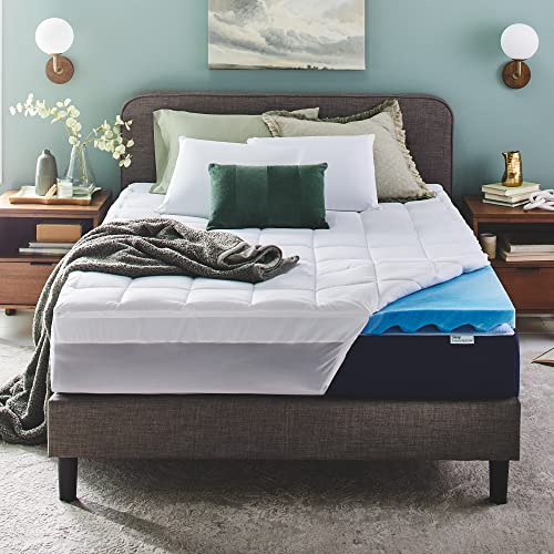 Sleep Innovations dubbla lager 10 cm bäddmadrass i minnesskum, full storlek, ultramjukt stöd, 7,6 cm kylgel minnesskum plus 2,5 cm fluffigt kuddöverdrag