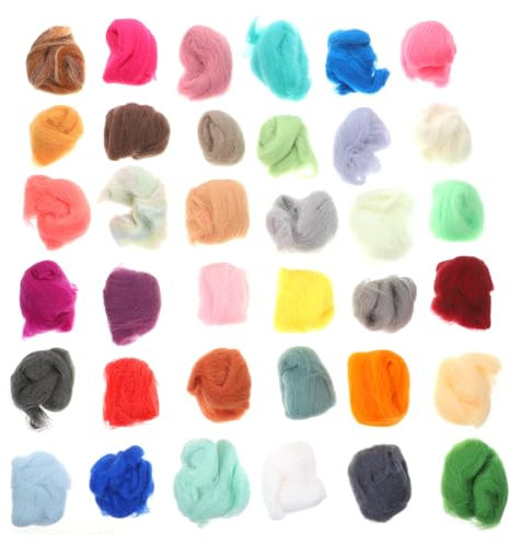 Rosenice 36 Farbige Wollfasern Vliesgarn Nasser Filzwolle Handspinnmaterial Nadelbinden Rohmaterial Bastelwolle DIY Handarbeit Kreativset