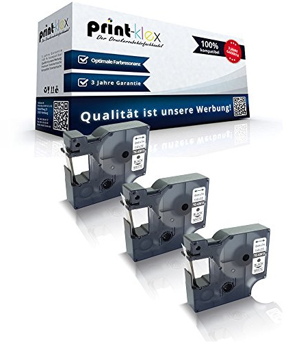 3x Print-Klex Schriftbänder kompatibel für Dymo D1 43613 Labelmanager 400 420P 450 450D 450Series S0720780 6 mm 7 m BK/W Beschriftungsband - Color Quantum Serie