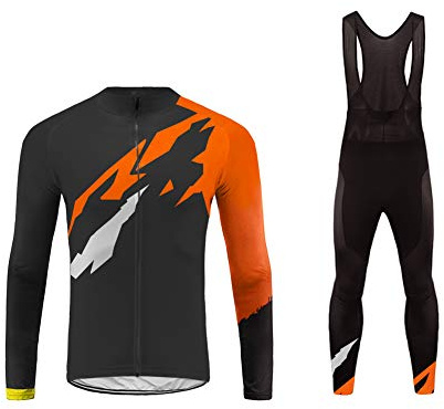 UGLY FROG Outdoor Sports Herren Langarm Radtrikot und Trägerhose Set Gel Pad Größe XS-4XL