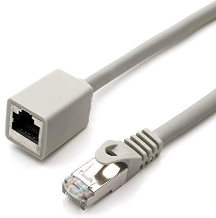 1aTTack.de 677590 Adaptador de extensión CAT7 Cat.7-0.5m - Cable Ethernet Cable de red Lankabel Cable crudo de 10 Gb/s con conector hembra RJ6 (RJ45) 1 pieza - gris