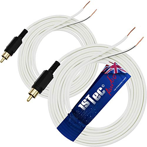1STec 2 x 15m Gold Plated Bose 5.1 Acoustimass Lifestyle 10 15 18 28 48 V and T System Rear or Front Cube Surround Sound Satellite Speaker Wire RCA to Stripped Bare Ends (2 x 15 Metre, White)