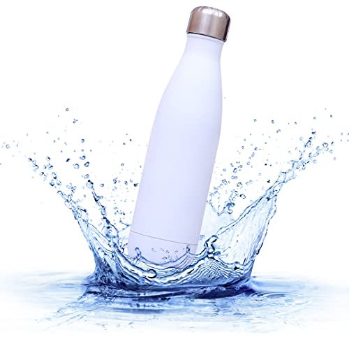 Sprengers – Trinkflasche aus Edelstahl – auslaufsichere & thermoisolierte Wasserflasche hält Getränke bis zu 18 Stunden warm oder kalt – Wasserflasche für Kohlensäure geeignet (Weiß, 0,5 l)