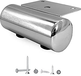 Lot de 8 pieds de meubles ronds en chrome brillant de 44 mm de hauteur, pieds en métal, Ø 40 mm, pieds d'armoire, pieds de canapé, rehausseurs de lit, vis incluses