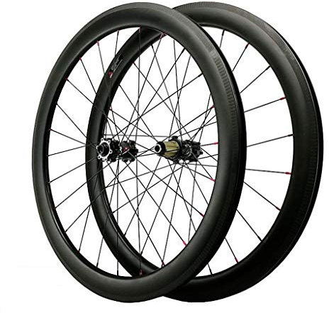 LvTu Fahrradräder Kohlefaser Fahrrad Vorderreifen Hinterräder Rad 700C Radsatz, Fahrradradsatz 40mm, 50mm, 55mm - Ultraleichtes 24H-Schwarz - 1700g (Size : 55mm)