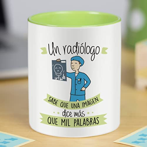 LA MENTE ES MARAVILLOSA - Taza de Cerámica con Frase |Un Radiólogo Sabe que una Imagen Dice Más que Mil Palabras| 330 ml Regalo Original para un Radiólogo, Taza de Café