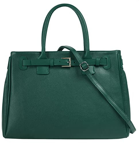 Cluty Handtasche Echt Leder Damen | Made in Italy | geräumige Shopper | elegante Umhängetasche mit Schnalle | 021308