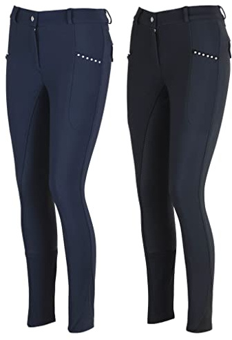 Lazura - Damen Winter Reithose Tatjana – Gr. 34-46 | Vollbesatz aus Silikon – Reiterhose mit 2 seitlichen Handytaschen – Vollbesatzreithose – Reitbekleidung