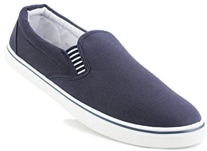 Dek Mens Slip On Canvas Flat Boat Yachting Deck Plimsoll Espadrilles Casual Pumps Trainers Shoes (Navy, Numeric_12)