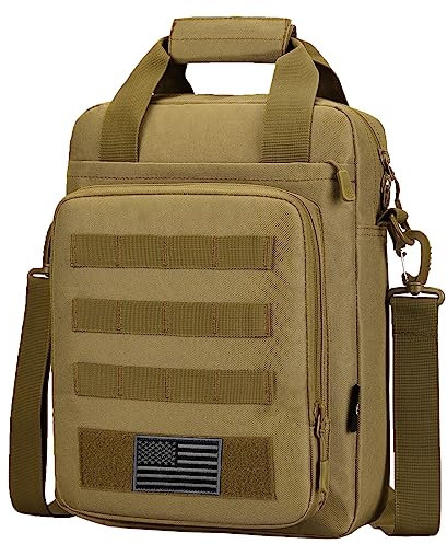 ZHIERNA Taktische Aktentasche, aptop-Umhängetasche, robuste MOLLE-Schultertasche für Herren, Coyote, Free Size, Malitary Tragetasche