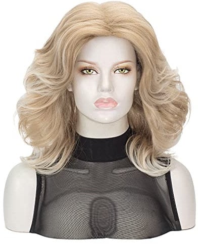80er Jahre Perücke für Frauen |FVCENT Hatsune Miku Perücke 70er Jahre Federperücken Farrah Fawcett Perücke Disco Kostüm Blond Natürlich für Frauen Party Mode Zubehör (Blondes Highlight)