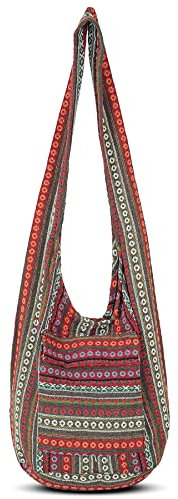 YOUR COZY Boho Crossbody Bag for Women – Handmade Cotton Sling Bag Lightweight Unisex Travel Purse with Zipper (Tribe_14)