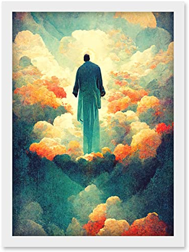 Doppelganger33 LTD Saint Peter Heaven Modern Christian Art God Jesus Artwork Framed Wall Art Print A4