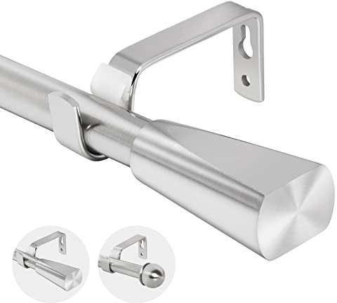 Eson Casa Asta per tenda allungabile 210-310cm, asta per tende in metallo regolabile con estremità trapezoidali per tende con occhielli, elegante e moderno, asta decorativa per finestre, nichel