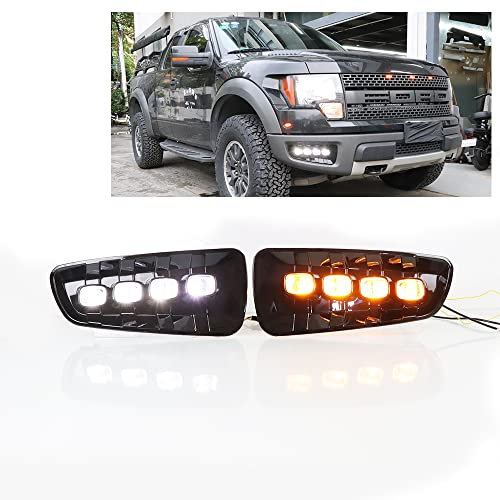 HIBEYO Scheinwerfer Passt für Ford F150 SVT Raptor 2009-2014 Frontscheinwerfer Projektor Ersatzscheinwerfer Hauptscheinwerfer Zubehör (Fahrer und Beifahrerseite)