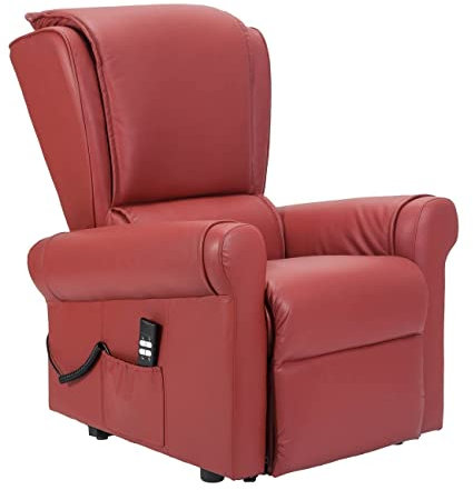 POLTRONE ITALIA Anita 2 Motoren Leder fernsehsessel mit aufstehhilfe elektrisch Medizinisches Gerät Trolley-Räder Mikrofedersitz seniorensessel relaxsessel Rot