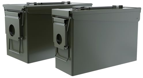 HARDROCK 30+50 Ammo Can Waterproof Metal –Army Green Ammo Box Steel –for Shotgun Rifle Nerf Ammunition Suit 2pcs,Gift Boxes for Dad Husband