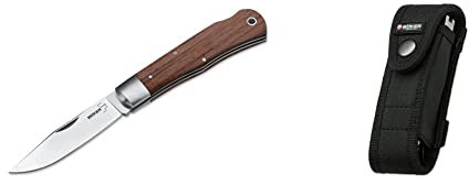 Böker Plus® Lockback Bubinga - EDC Zweihandmesser mit 440C Klinge 9 cm - Lockback-Messer in Messer-Etui & Böker Herren Cordura-etui Optima Abk Cordura etui, Schwarz, Einheitsgröße EU