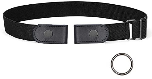 SUOSDEY Elastischer Gürtel Damen, Herren & Unisex - Elastischer, Unsichtbarer & Justierbarer Stretchgürtel für Jeans, Hosen & Accessoires - Schwarz, Extra Groß