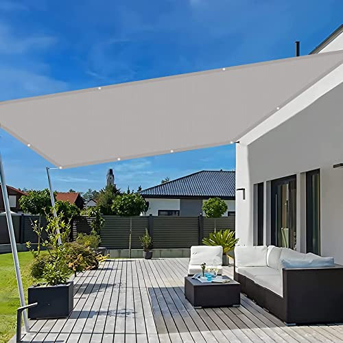 Sonnensegel Wasserdicht 1.5 x 4 m Sonnenschutz Wasserdicht UV Balkon Wetterschutz Sonnensegel mit Spannseilen mit Befestigungs Kit für Garten Terrasse Camping, Hellgrau