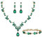 Clearine Hochzeit Schmuckset für Damen Braut Y-Halskette Tennis Armband und Ohrringe baumeln Set Kristall Teardrop Marquise Cluster Schmuck für Braut Brautjungfer Smaragdgrün Gold-Ton