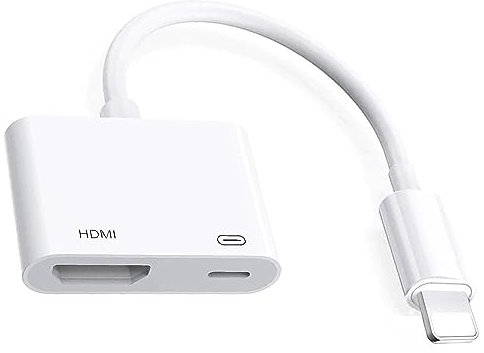 Adaptador AV digital para iPhone iPad, [Certificado Apple MFI] Cable Lightning a HDMI Convertidor de pantalla de sincronización 1080P para HDTV/Monitor/Proyector(fuente de alimentación necesaria)