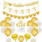 Goldene Hochzeit deko, 50 Hochzeitstag Dekorationen 50 Goldene Hochzeitsbanner Happy 50th Anniversary Luftballons Goldweiße Luftballons Herzballons 50 Golden Wedding tortenaufsatz