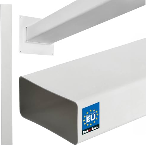 KOTARBAU® Flachkanal 120x60 mm, Lüftungskanal rechteckig, 150 cm lang, Weiß | Klimakanal, Abluftkanal für Flachkanalsystem, Kanal für Lüftungsanlage, Kunststoff Flachkanal für Dunstabzug