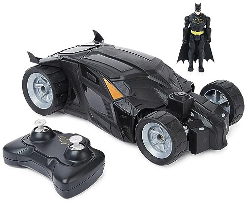 DC Comics Spin Master - Batman Batmobile con telecomando (2,4 GHz), facile da guidare, compatibile con i personaggi Batman da 10 cm, con personaggio Batman, scala 1:20, dai 4 anni in su