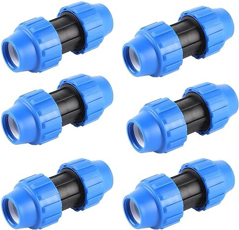 Raccord PP pour Tube PE 25mm, 6 Pcs PE en Plastique 25mm à 25mm Droite Tuyau d'eau Connecteur,Raccord PE Droite Connecteur en PP pour Tuyau d'eau Connecteur PPR PE PVC Tuyau Connexion Raccord
