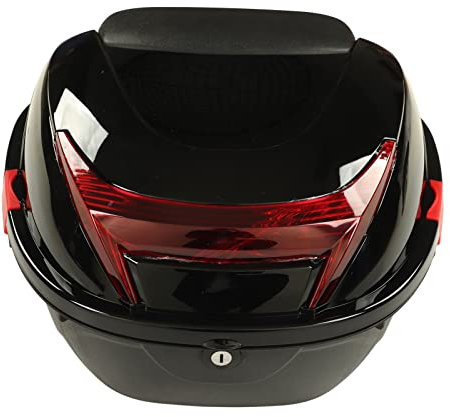 Motorcycle Trunk, Motorcycle Tail Box ,Motorcycle Rear Top Box Motorbike Tail Trunk Storage Case Can Store Helmet, with Mounting Hardware, Waterproof Lockable for (Black L 23cm /