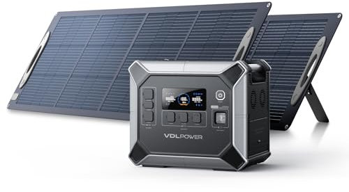 VDL Portable Power Station, 2400W/2048Wh Solar Generators with 2x200W Solar Panel Kits, LiFePO4 Battery Backup, Camping Power Pack Emergency Power Supply for Home, Off-gird, Outdoor, RV, Fast Charging