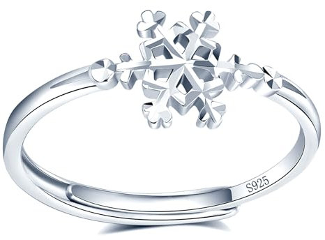 MICMIF Schneeflocke Ring Silber 925 für Damen Frauen Mädchen Verstellbare Ring Damen 925 Sterling Silber Schneeflocken Stapelring Schmuck Geschenk für Frau Freundin Mutter