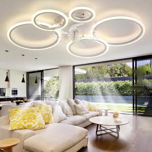 Smart Ventilador De Techo Con Luz Silencioso, Regulable Reversible LED Grande Lámpara Y Mando A Distancia DC Moderno Salón 100cm Para Dormitorio - Blanco