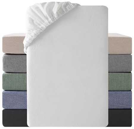 SOULFUL Spannbettlaken 180x200cm, 100% Gewaschene Baumwolle Bettlaken Spannbetttuch bis 25cm Matratzenhöhe, Atmungsaktiv mit Leinenartigem Griff, öKotex Zertifiziert-Milchig Weiß