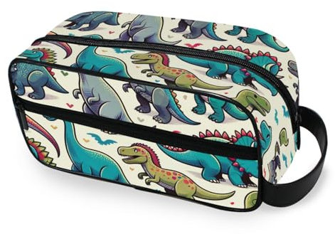 ODAWA Trousse de toilette unisexe en cuir synthétique avec motif dinosaures amusants, Dinosaures, one size