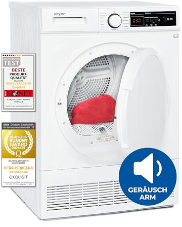 Exquisit Kondenstrockner, 8kg Kapazität Trockner, Kondensationstrockner mit Auto-Abschaltung, Kindersicherung, Wäschetrockner, TK5810-060 weiss
