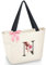 Vavabox Sac fourre-tout personnalisé avec initiale A-Z, cadeaux imperméables pour femmes, demoiselles d'honneur, maman, enseignants, amis, 46CM x 17CM x 30CM (N, White)