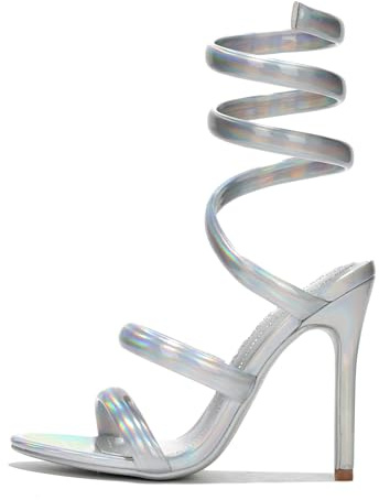 Cape Robbin Damen Open Toe Spiral Wrap Up Riemchen High Heels Sandalen, Gold