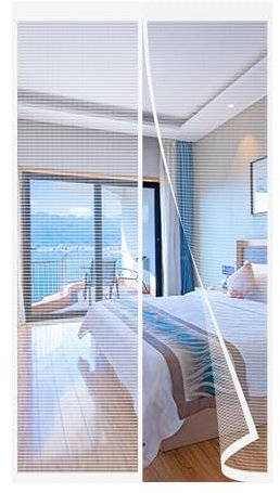 puerta magnética 185x135cm para puertas,cortina con velcro de marco completo,pantalla magnética para puertas francesas/puertas correderas de cristal Blanco