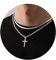 Fehki Men's necklaces,2PCS Stainless Steel Cross Necklace for Men,Silver/Gold/Black Sturdy Cuban Snake Chain Necklace Jewelry Gifts for Men Teen(16inch/18inch, Silver)