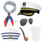 6 Stück Kapitän Matrosen Set,Kapitän Matrosen Kostüm Marine Kappe,Kapitän Matrosen Accessoires mit Matrosenmütze,Für Kinder, Männer und Frauen, geeignet für Karneval,Themenparty,Cosplay,Ostern