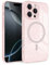 Newseego Funda Transparente con Purpurina para iPhone 16 Pro MAX [Compatible con MagSafe], Carcasa Magnética para Niñas y Mujeres Protección de Cámara Funda Protectora para iPhone 16 Pro MAX-Rosa