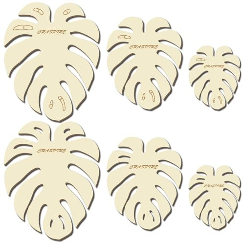 craspire 6 Stück 3 Größen Makramee Blatt Schneideformen Sommerpalmen Monstera Blätter Natürliche Holzschablone Rustikale Quasten Schablonen Aus Holz Aufhängewerkzeug Für Heimwerker Basteln