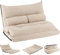 COSTWAY Schlafsofa Faultier, faltbar, Schlafsofa mit Rückenlehne, verstellbar in 42 Positionen, Sessel mit 2 Kissen, Sofa für Wohnzimmer, Schlafzimmer, Balkon, Beige