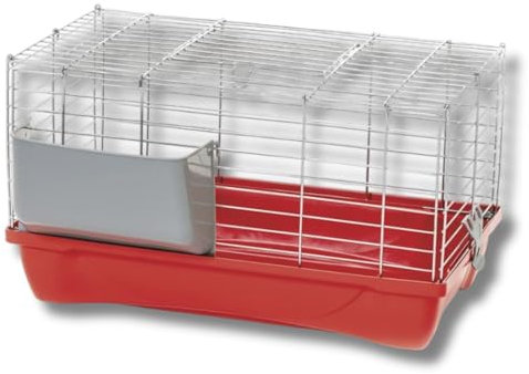 Felix Gabbia per Coniglio Piccoli Roditori Porcellini d'India e Cavie doppia chiusura di sicurezza con rete metallica a maglie con porta fieno-Colori Assortiti (57x37x31h)