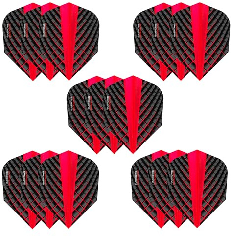 Harrows Quantum Dart-Flights | 5 x Sets Dart-Flights (insgesamt 15 Flights) I 100 Mikron Dart Flights I Premium Extra Stark Made in UK I Professionelles Dartzubehör I Red Dart Flights