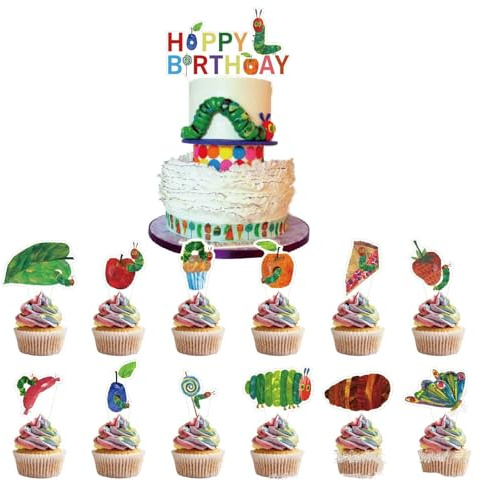 TXDAMAI Kuchen Dekoration 13-Stück Set (1 groß, 12 klein) - Grün, Rot - Geburtstag, Festliche Anlässe - Kuchenaufsatz, Kuchen Dekoration